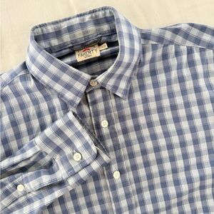 Faherty Men’s Long Sleeve Button Down Blue Gingham/Check Size Small